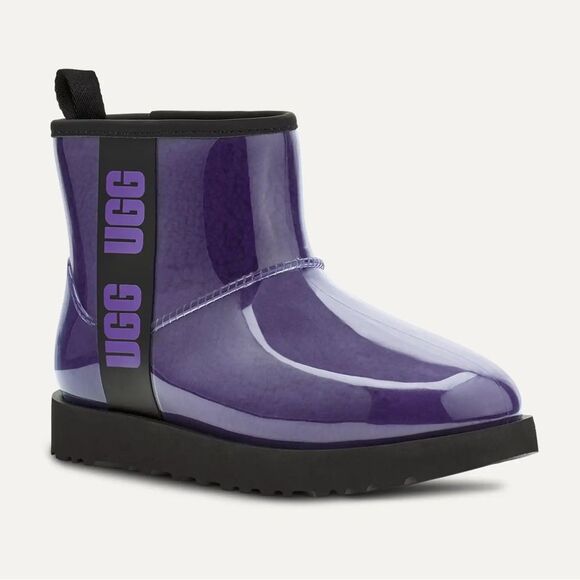 Purple UGG Classic Clear Mini Women’s Size 7 Shearling PVC Boot - Picture 1 of 10
